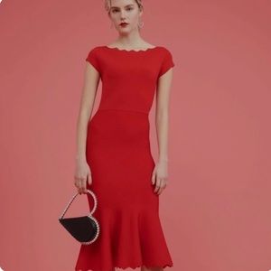 Gorgeous red scalloped dress by Rachel Parcell